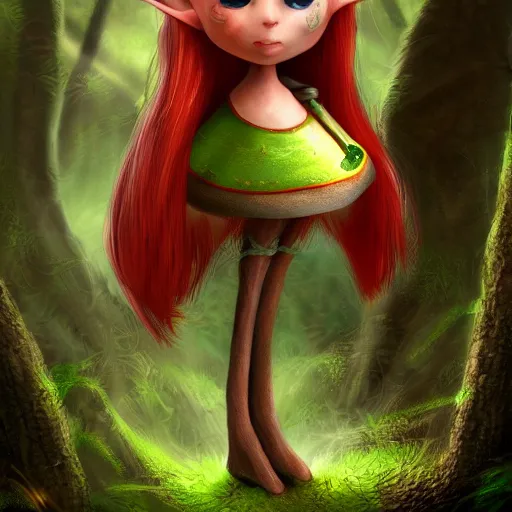 Image similar to mushroom female elf in the forest digital art, 4k, artstation, studio lighting