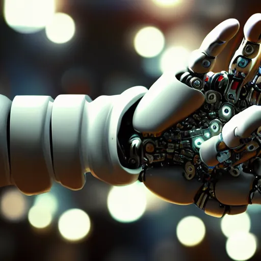 Image similar to robotic hand in the palm of the hand is the world interconnected by the internet