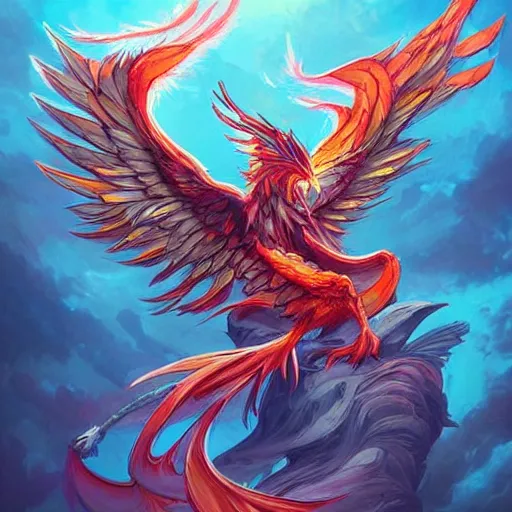 phoenix rising from the ashes, by rossdraws and | Stable Diffusion ...