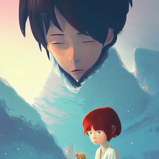 Image similar to digital illustration of the ice age, by makoto shinkai, ilya kuvshinov, lois van baarle, rossdraws, basquiat