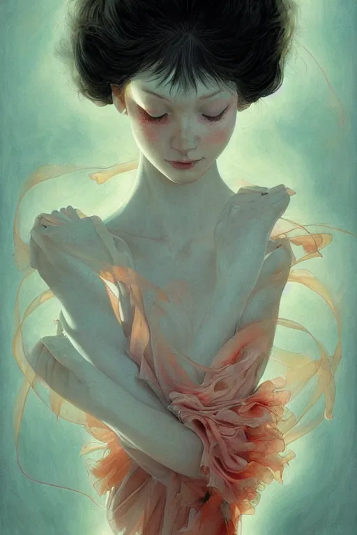 Image similar to prompt : figurative unique features ballerina portrait soft light painted by james jean and katsuhiro otomo and erik jones, inspired by akira anime, smooth face feature, intricate oil painting, high detail illustration, sharp high detail, manga and anime 1 9 9 9