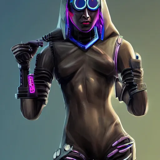 Image similar to a teenager dark elf with hoofs wear googles, cyberpunk, artstation