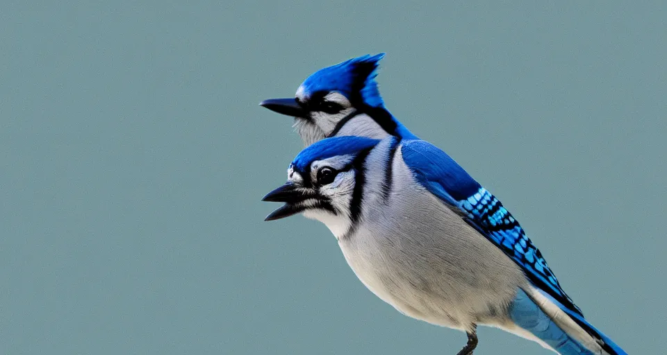 Prompt: Blue Jay, highly textured, blue backdrop, 4K image