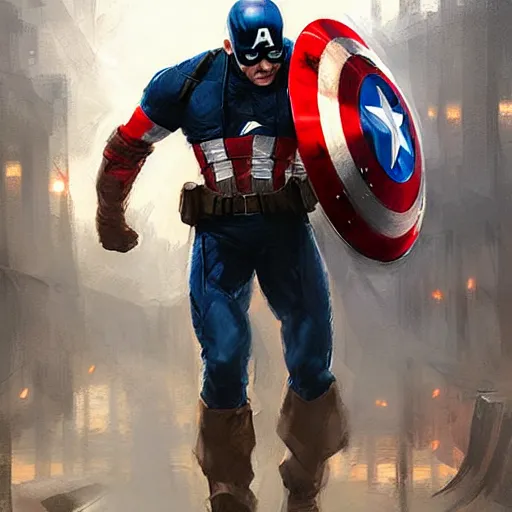 Prompt: captain america crying art, by greg rutkowski