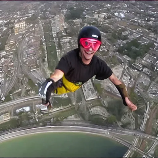 Image similar to base jumping, roof of suburban house, tv news report