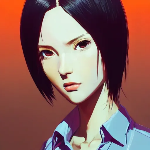 Prompt: concept art character, very high angle view, book cover, very attractive woman with full lips, slender figure, walking in cyberpunk valley highly realistic, fine details, Anime, realistic shaded lighting by Ilya Kuvshinov katsuhiro otomo ghost-in-the-shell, magali villeneuve, artgerm, rutkowski, WLOP Jeremy Lipkin and Giuseppe Dangelico Pino, borderlands 3 style, Michael Garmash and Rob Rey book cover, extremely fine inking lines