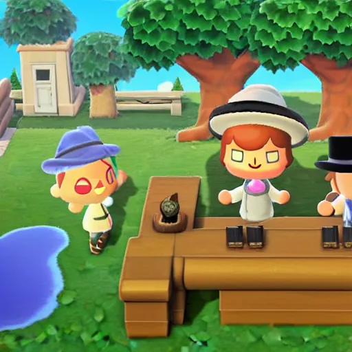 Image similar to animal crossing salem witch trials, burning, fire