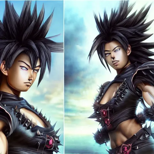 Image similar to warrior girl, muscular girl, wild spiky black saiyan hair, long spiky hair, electrified hair, insane hair, electrical aura, high voltage, ultra realistic, intricate details, highly detailed, subsurface scattering, photorealistic, octane render, 8 k, art by artgerm, greg rutkowski, magali villeneuve, alphonse mucha