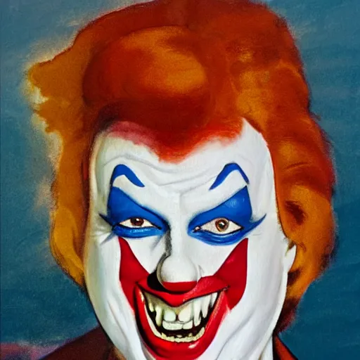 Prompt: photorealistic picture, by bob peak and alex ross, humfrey the clown movie poster, gouache and wash paints, fine details, fine intricate, fine facial proportionate, fine body proportionate, fine fix broken line, fine fix duplicate line, fine background proportionate, smooth focus, sharp details, bokeh, 4 k, fine 5 k details