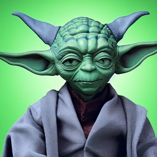 Image similar to yoda dressed as a rapper in the inner city