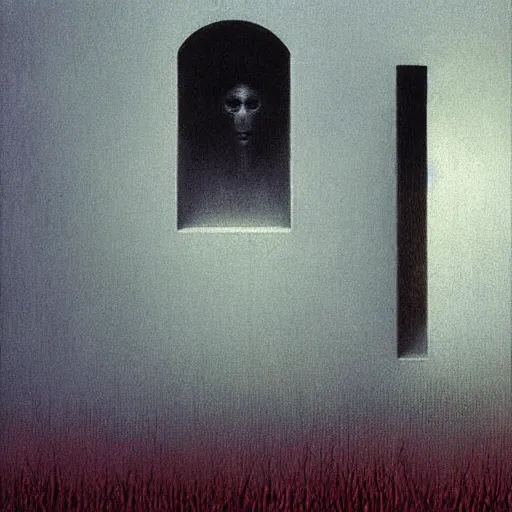 Prompt: Hidden commuter ghost. Zdzisaw Beksinski.