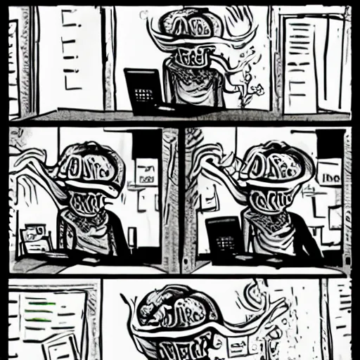 Image similar to eldritch secretary working in a lovecraftian office