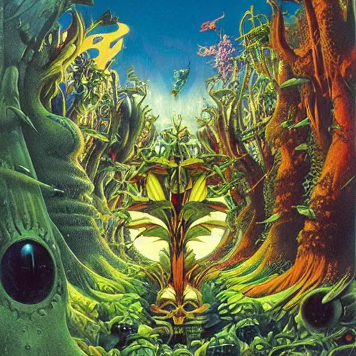 Image similar to fairie forest by kilian eng, chris foss, rodney matthews, robert mccall, jacek yerka and vladimir kush, oil on canvas