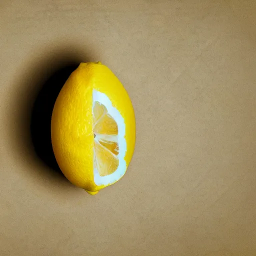 Image similar to a high quality render of a low poly lemon,