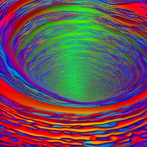 Image similar to dmt waves in an ocean of thoughts, digital art