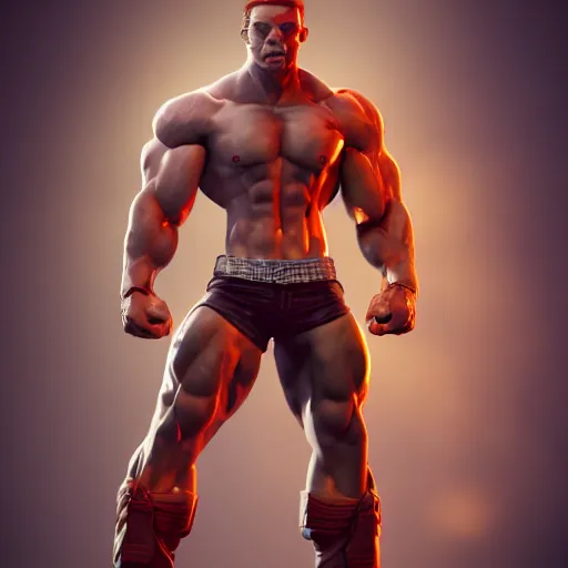 Image similar to Cammy, Man, handsome, muscular, sharp focus, colorful, photograph, octane render