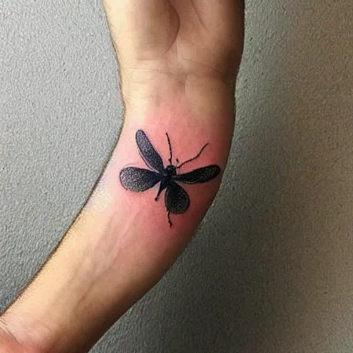 Image similar to hyper realistic insect tattoo,