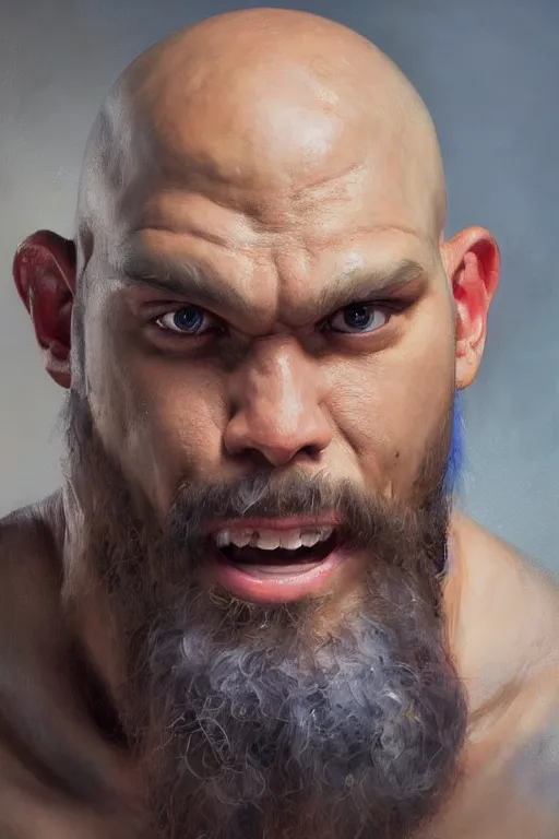 Prompt: realist portrait of bobobo. by Daniel F. Gerhartz, hyperrealistic oil painting, 4k, studio lightning