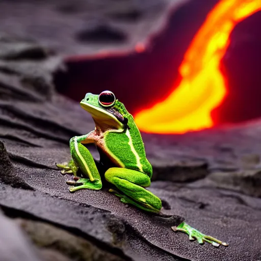 Image similar to screaming frog splits a lava lake