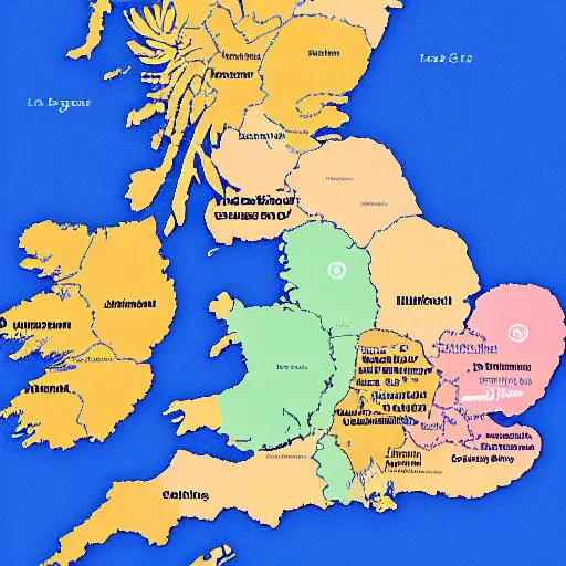 Prompt: the map of uk in 2 0 2 2 but scotland got independence make the lines right