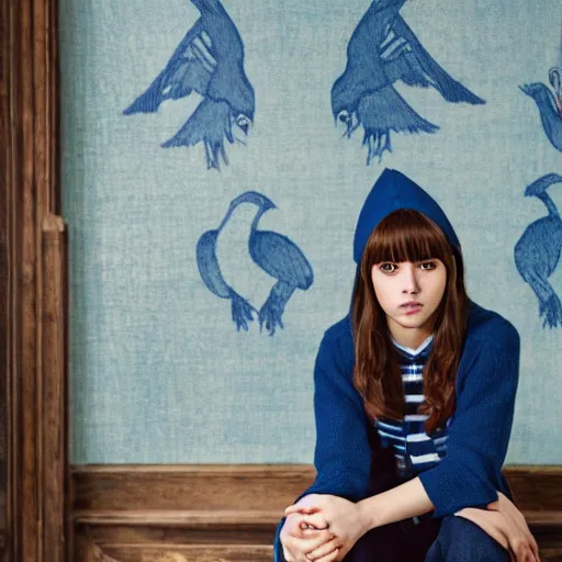 Prompt: A 4k portrait photo of Max Caulfield on the Ravenclaw common room in Hogwarts