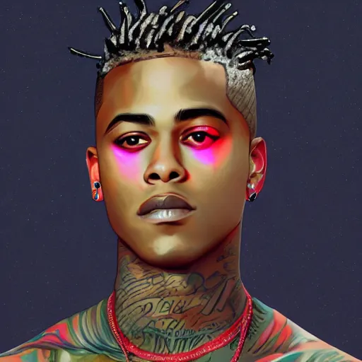 Prompt: portrait of XXXTentacion as a angle, digital art, artstation, hyperdetalied, ultra-realistic, 8K, high quality,