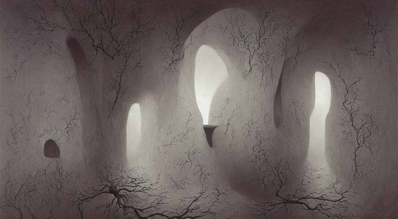 Image similar to portal to another dimension by vladislav beksinski and vladimir kush