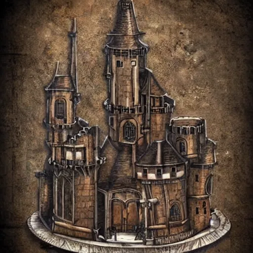 Image similar to medieval castle steampunk style