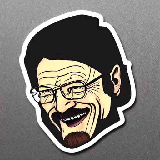 Image similar to head of Walter White laughing, Sticker illustration