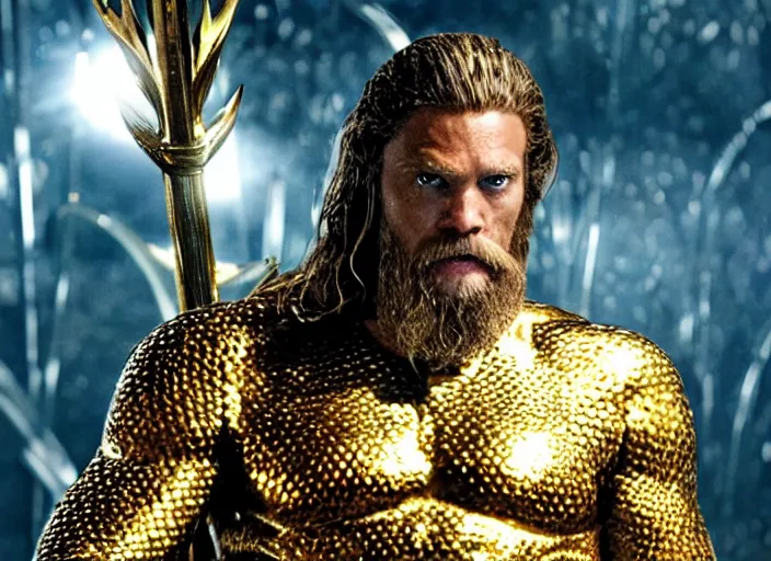 Image similar to williem dafoe as aquaman in the new aquaman movie, 4 k