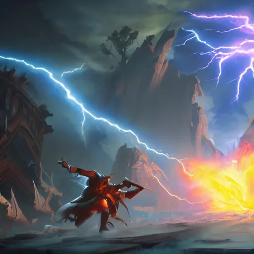 Prompt: explosive lightning spell, explosive lightning spell, explosive lightning spell, explosive lightning spell, explosive lightning spell, bright art masterpiece artstation. 8 k, sharp high quality artwork in style of jose daniel cabrera pena and greg rutkowski, concept art by tooth wu, blizzard warcraft artwork, hearthstone card game artwork