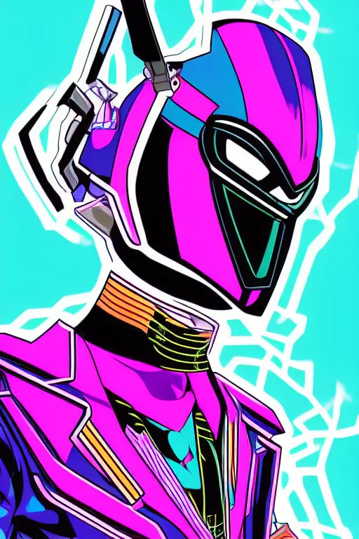 Prompt: random kamen rider. gta vice city style art, pop art, aesthetic art, 8 k, stylish, elegant asymmetrical, digital art, concept art, no duplicate image, smooth, beautiful, details, sharp focus, illustration, intricate, art by albertov and mimmo rottela, pixels art by paul robertson