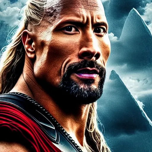 Image similar to Dwayne Johnson as Thor 4k detail