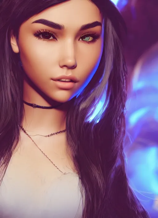 Image similar to Madison Beer as a video game character, digital art, unreal engine, unreal engine render, blender render, render, 4k, coherent