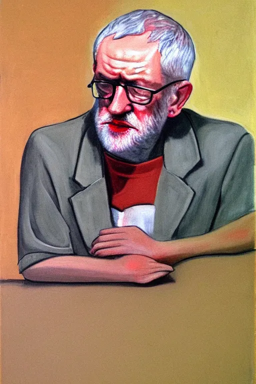 Image similar to jeremy corbyn, portrait, painting, francis bacon