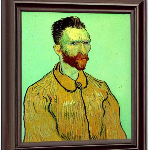 Prompt: portrait of a 29-year-old man with tan skin by van gogh