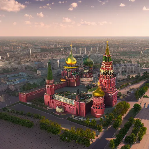 Prompt: Aerial view of Moscow Kremlin, photorealism, 4k, 8k, octane render