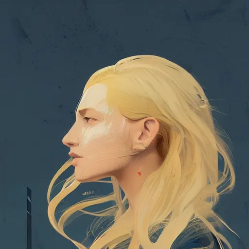 Image similar to Beautiful girl with blond hair profile picture by Greg Rutkowski, asymmetrical, Organic Painting , Matte Painting, geometric shapes, hard edges, street art, trending on the artstation:2 by Sachin Teng:4