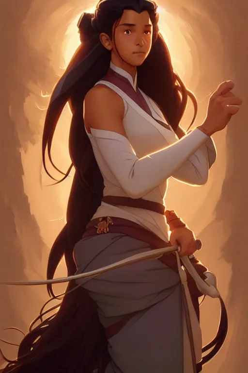 Image similar to Katara from avatar the last airbender, fantasy, intricate, elegant, highly detailed, digital painting, artstation, concept art, matte, sharp focus, illustration, art by Artgerm and Greg Rutkowski and Alphonse Mucha