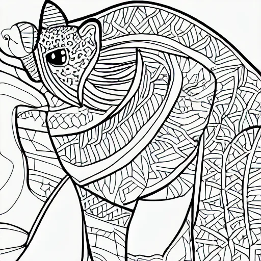 Prompt: picture of an animal from a children's colouring book, minimalist line art