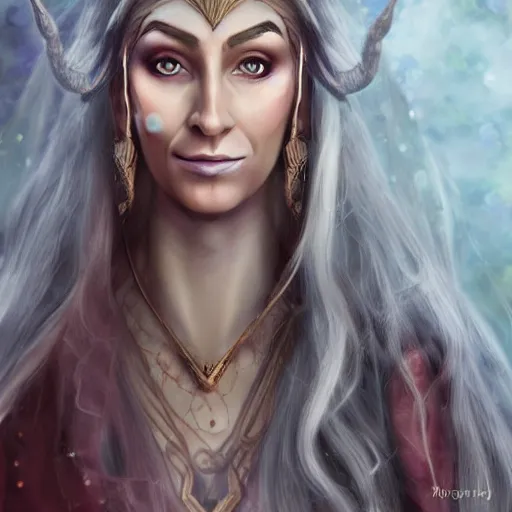 Prompt: a realistic portrait of a female elven wizard, made out of tiny spheres