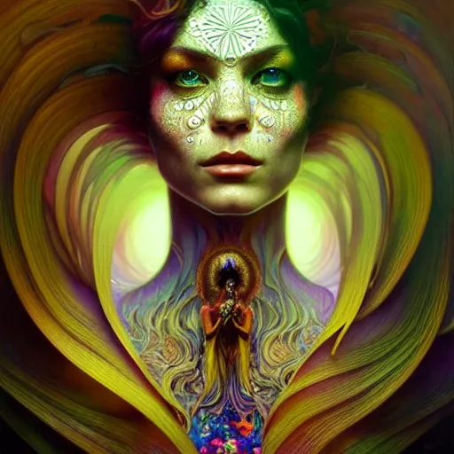 Prompt: An extremely psychedelic transformation, surreal, dramatic lighting, magic mushrooms, psilocybin, LSD, face, detailed, intricate, elegant, lithe, highly detailed, digital painting, artstation, concept art, smooth, sharp focus, illustration, art by Krenz Cushart and Artem Demura and alphonse mucha