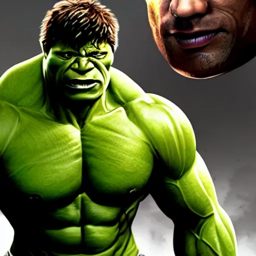 Image similar to Dwayne Johnson as the hulk 4K detail
