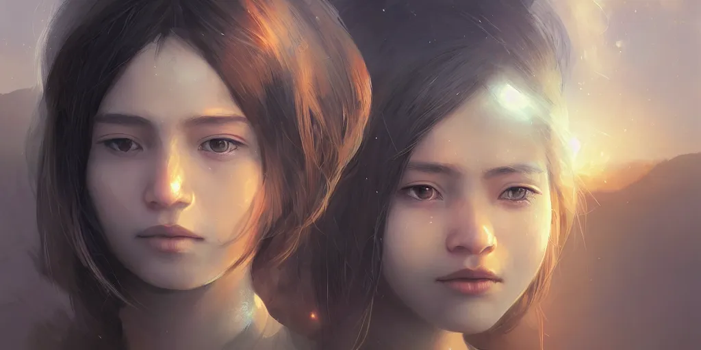 Image similar to Young Himalayan woman, somber white eyes, long ashy hair, gentle lighting, in a small space shuttle, dim lighting, digital art by Makoto Shinkai ilya kuvshinov and Wojtek Fus, digital art, concept art,