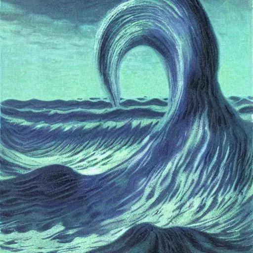 Prompt: water wave flow alien by karel thole and claude monet, oil on canvas 🌊