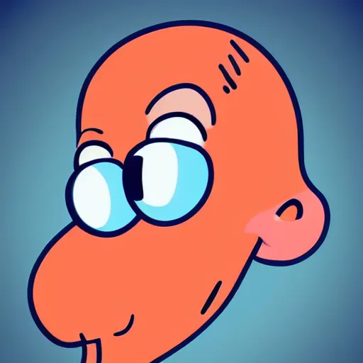 Image similar to cartoon style, strong chin, big smile, big lips, handsome squidward portrait, vivid colors