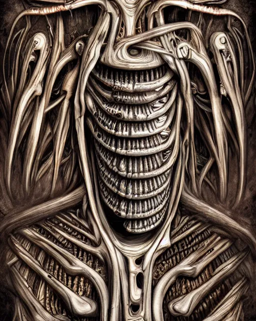 Image similar to coffee by hr giger, biomechanical, 4 k, hyper detailed