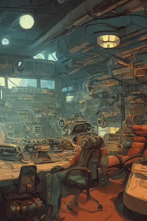 Prompt: hardmesh retro futurist post - apocalyptic steampunk fallout starship control room, hyper realistic, art gta 5 cover, official fanart behance hd artstation by jesper ejsing, by rhads, makoto shinkai and lois van baarle, ilya kuvshinov, ossdraws, feng zhu and loish and laurie greasley, victo ngai