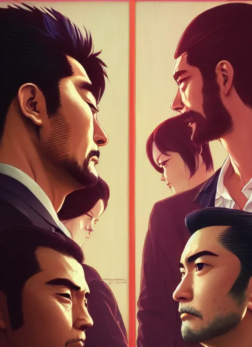 Prompt: highly detailed portrait of yakuza 0's kazuma kiryu, stephen bliss, unreal engine, greg rutkowski, loish, rhads, beeple, makoto shinkai and lois van baarle, ilya kuvshinov, rossdraws, tom bagshaw, alphonse mucha, global illumination, god rays, detailed and intricate environment