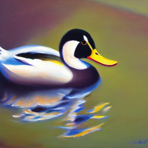 Prompt: a duck on the prowl oil painting pauly jenkins